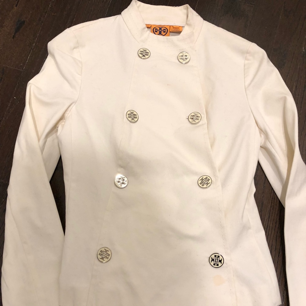 Tory Burch white cotton blazer jacket